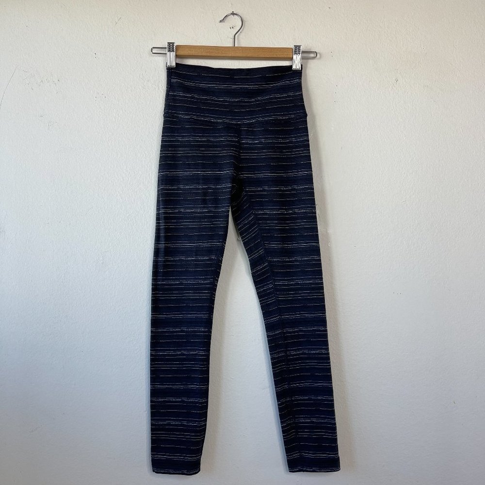 Lululemon Navy Leggings with White Stripes